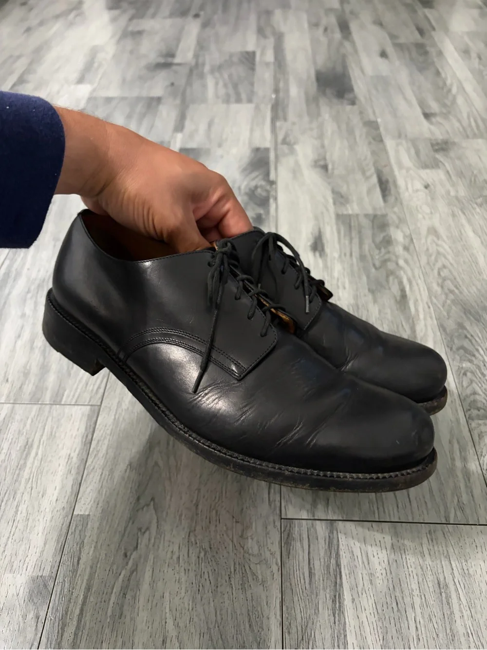 Marc Jacobs Black Leather Derby Shoes with Tan Lining Sz 8/ 42